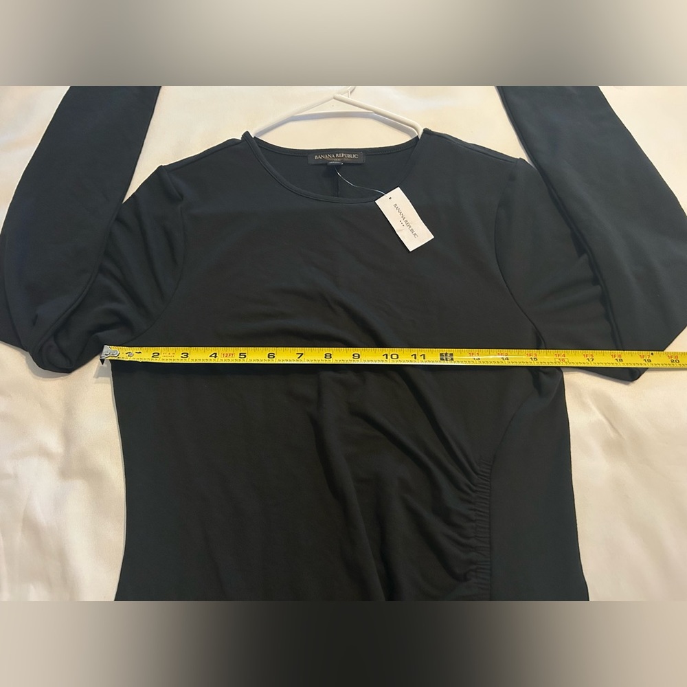 Banana Republic Factory Ruched Black Long Sleeve Dress Size Medium NWT - Picture 5 of 13